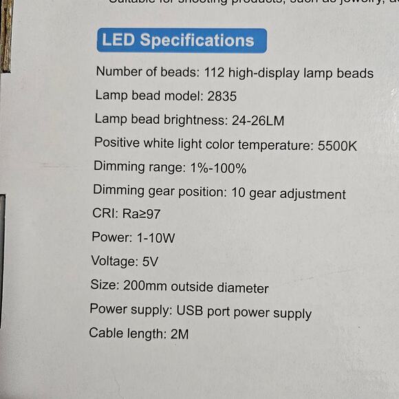 Puluz 30cm Foldable LED Ring Light Studio Box w/ 6 Backgrounds CRI97 USB Powered - Picture 4 of 4